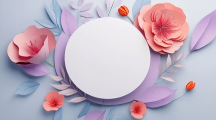 Floral arrangement with a blank, circular space.