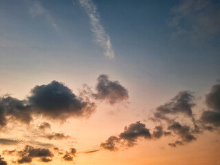 Beautiful sky background in the afternoon- Sunset sky with orange light clouds with cloudy sky.
