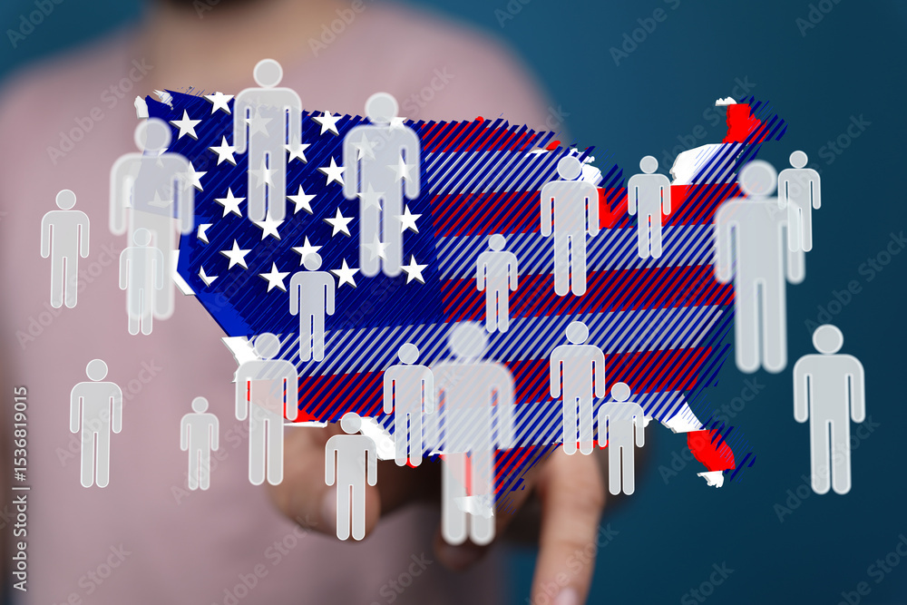 Poster Visual representation of US population density and demographics. Ideal for reports on population statistics.