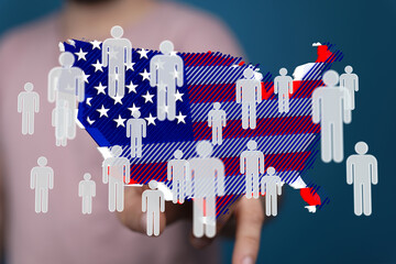Visual representation of US population density and demographics. Ideal for reports on population...