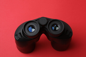 Vintage binocular isolated closeup on white background.