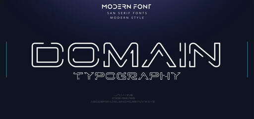 Creative Outline Double line monogram alphabet and tech fonts. Lines font regular uppercase and lowercase. Vector illustration.
