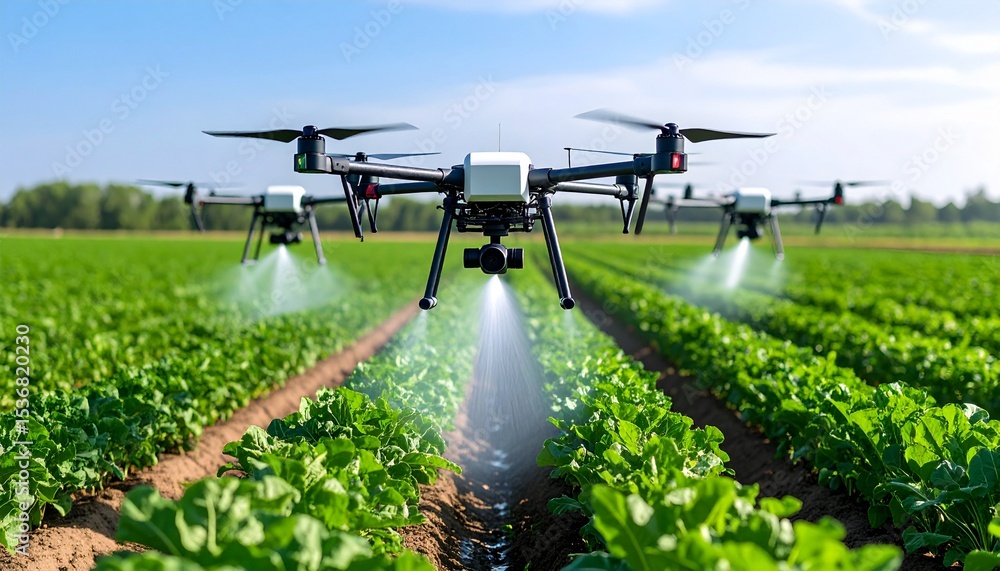 Poster autonomous drone swarm enhancing crop management with precision irrigation techniques