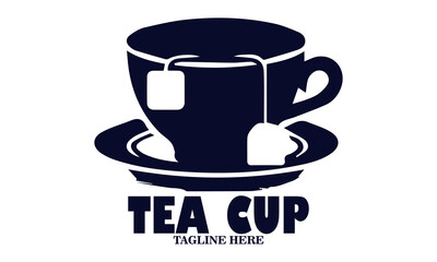 Illustration vector of a tea cup and a dangling tea bag sketch and tea cup logo icon