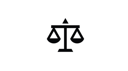 Scales of Justice Icon: Legal Symbol, Law, Balance, Equilibrium, Weight, Measurement, Fair, Impartial, Jurisprudence, Equality, Vector Graphic