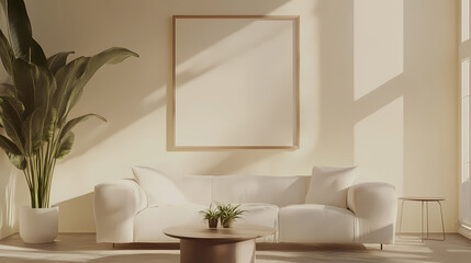 Beige Living Room Interior Mockup