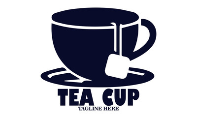 Illustration vector of a tea cup and a dangling tea bag sketch and tea cup logo icon