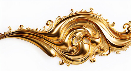 Liquid gold ornament frame, empty background