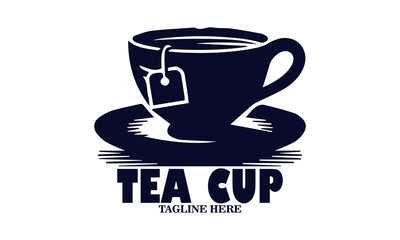 Illustration vector of a tea cup and a dangling tea bag sketch and tea cup logo icon