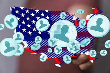 Visual representation of social connections across the United States, highlighting network growth.