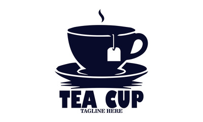 Illustration vector of a tea cup and a dangling tea bag sketch and tea cup logo icon