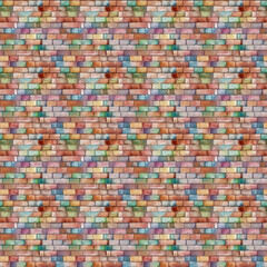 Fototapeta premium Watercolor pastel brick seamless pattern background