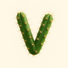 Naklejka premium Cactus letter V design.