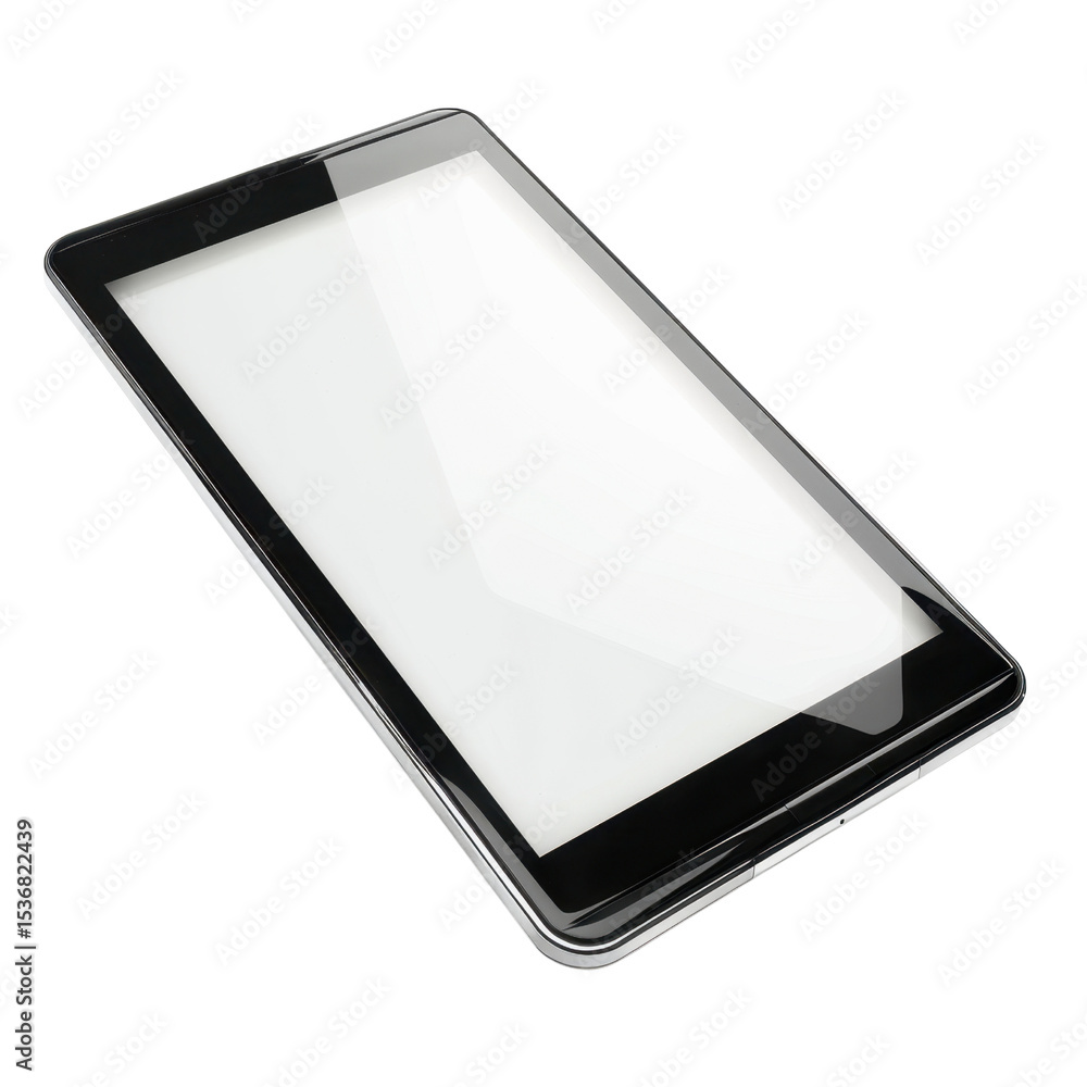 Poster sleek tablet device with large, blank screen, showcasing modern design and smooth edges, perfect for