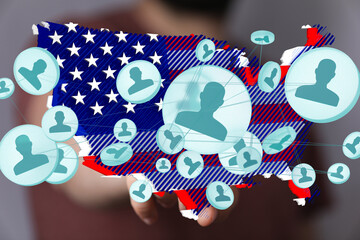 Visual representation of social media connections across the United States.  Ideal for news,...