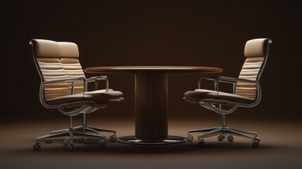 Empty conference table with two chairs
