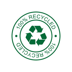 100% recycled vector icon