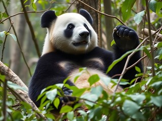 Obraz premium Panda bear in the forest.