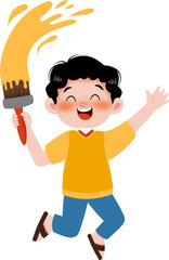 boy with a brush paint