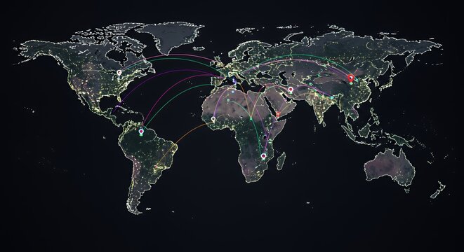 Global Network Connections: A Visual Representation of Worldwide Interconnectivity