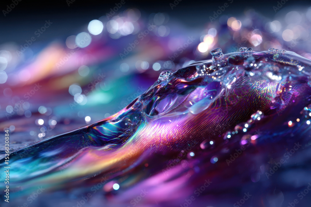 Poster colorful water waves create a mesmerizing display of light and texture under soft illumination