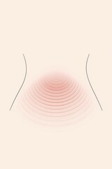 A clean and elegant abstract representation of pelvic floor muscles visualized as soft concentric waves at the base of a human torso silhouette
