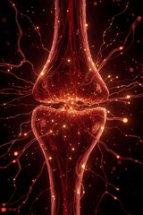 A conceptual 3D visualization of a cross-section of a bone marrow cavity filled with glowing stem cells and dynamic light trails representing cellular growth and regeneration