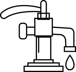 Manual Hand Pressure Pump Silhouette Icon, Water pump icons, Irrigation Vector Line art - Simple Thin Line Premium Quality Design Monochrome Elements, The pumping station where water is pumped