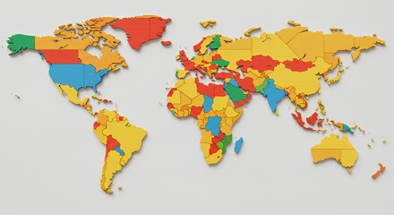 Obraz premium Colorful 3D World Map: A Global Perspective