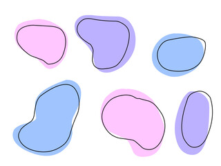 Color liquid blob shapes, Colorful pastel vector organic random forms, fluid silhouette, simple smooth ink stain. Highlight for social media stories