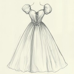 Obraz premium A pencil sketch showcases a graceful ballgown design