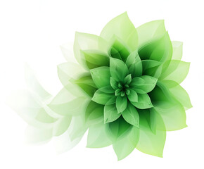 Origami kusudama green flower stands in a row against a white background. Rainbow color.
