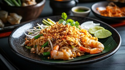 Delicious Pad Thai with Shrimp, Peanuts, and Lime