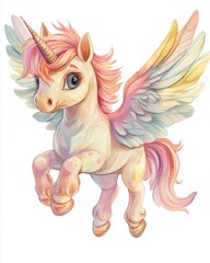 Magic unicorn childish illustration. Stay unique text with fairy pony. Perfect for baby and kids design, t-shirt prints, nursery decoration, poster, cards.
