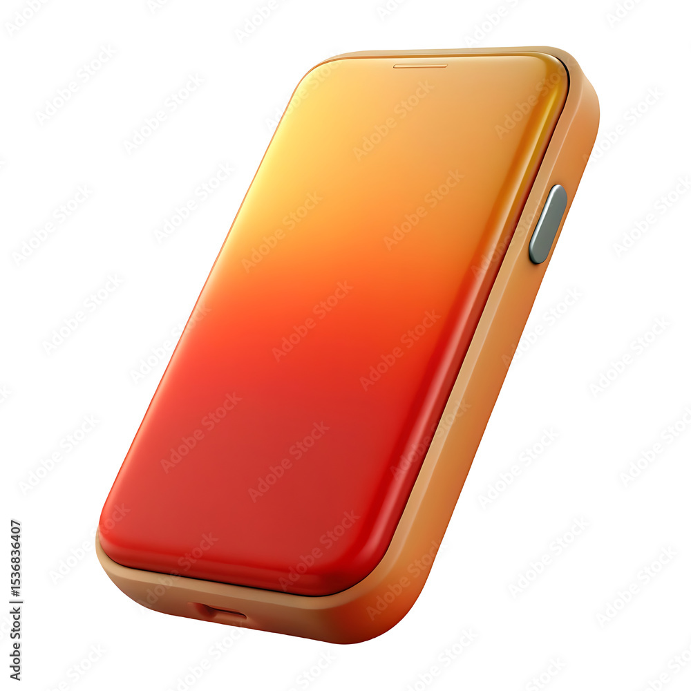 Poster orange and red gradient smartphone mockup on white background modern device technology gadget mobile