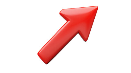 Rising red arrow symbol representing growth and upward trend isolated on white background