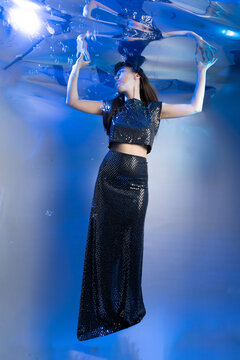 Fototapeta Magic of the Underwater World With a Fabulous Girl Mermaid at an Enchanting Location