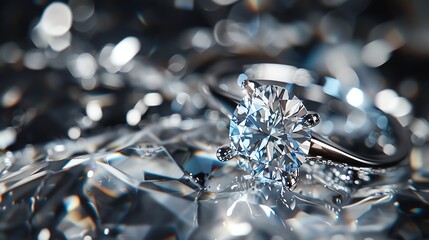 Exquisite diamond ring with round cut stone.