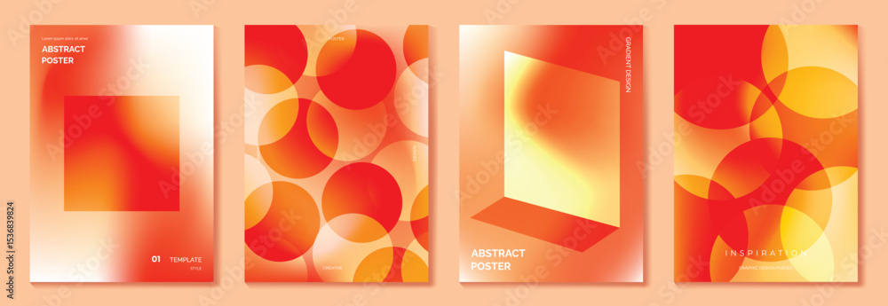 Aufkleber autumn gradient poster background vector set. minimalist cover template with geometric shape. ideal 
