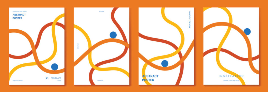 Autumn gradient poster background vector set. Minimalist cover template with geometric shape. Ideal design for social media, banner, autumn season card.