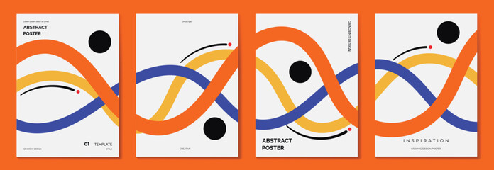 Obraz na płótnie Canvas Autumn gradient poster background vector set. Minimalist cover template with geometric shape. Ideal design for social media, banner, autumn season card.