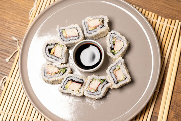 California roll crab sushi in close up