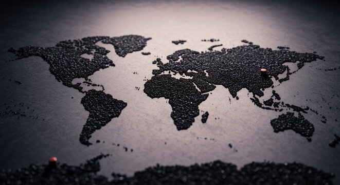 Global Connections: A World Map Crafted from Tiny Pebbles