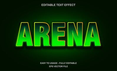 Arena text, editable text effect template, 3d bold green color movie text style