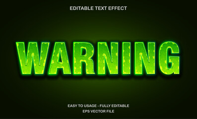 Warning text, editable text effect template, 3d bold monster movie text style