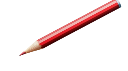 Bright red pencil poised for creativity on a clean white surface, ready to bring imagination to life with every stroke, waiting for inspiration to strike during a sunny afternoon.