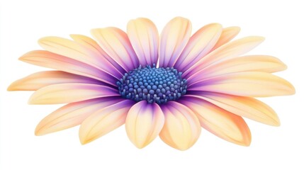 A detailed illustration of a flower with pastel colors.