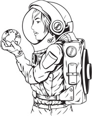  astronaut, vector concept digital art, hand drawn illustration