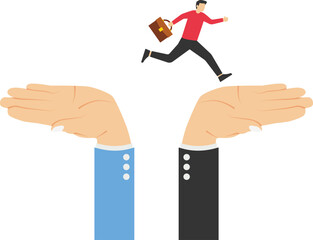 Change job or career and Escape from toxic office, Determination and courage to change to a better place for business success concept, stock illustration

