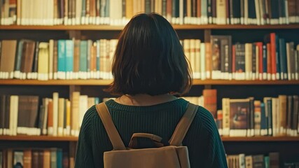 Young woman browsing books in a library